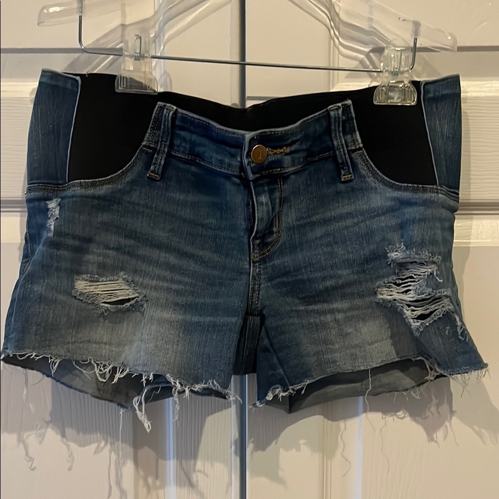 Maternity Distressed Denim Shorts